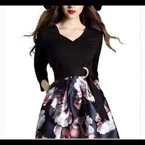 DanMunier Women's V-Neck Floral Cocktail dress